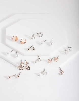 Mixed Metal Butterfly Stud Earring 12-Pack