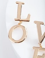 Gold "LOVE" Split Drop Earrings