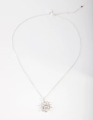 Diamond Simulant Flower Necklace