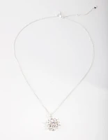 Diamond Simulant Flower Necklace
