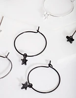 Black Silver Star Earring Pack