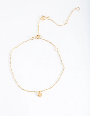 Gold Plated Sterling Silver Small Heart Anklet Bracelet