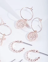 Rose Gold Medallion Mix Earring 6-Pack