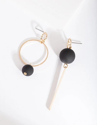 Black Gold Bead Earrings