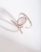 Rose Gold Pink Stone Double Ring