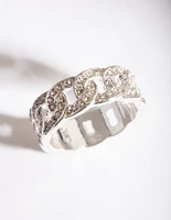 Silver Diamante Chain Ring