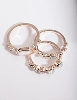 Rose Gold Reflective Stone Ring Stack