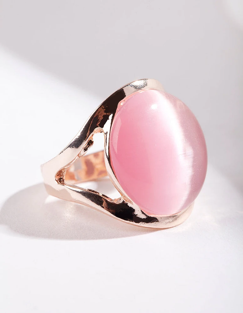 Rose Gold Large Cateye Round Ring