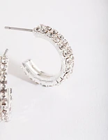 Silver Mini Diamante Hoop Earrings