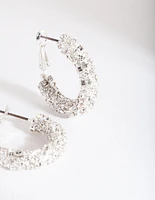 Silver Mini Hoop Cup Chain Earrings