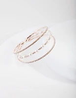 Rose Gold Pearl Diamante Cup Chain Cuff