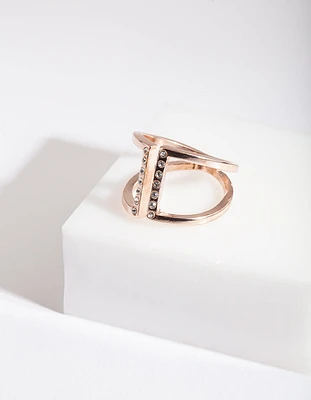 Rose Gold Open Diamante Ring