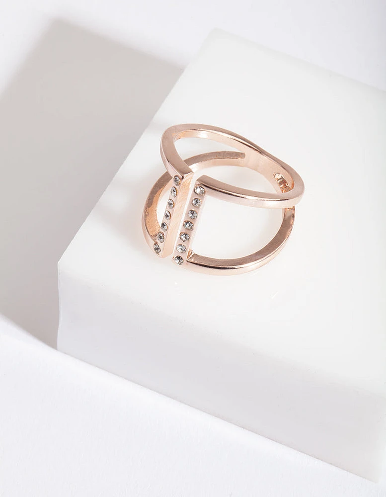 Rose Gold Open Diamante Ring