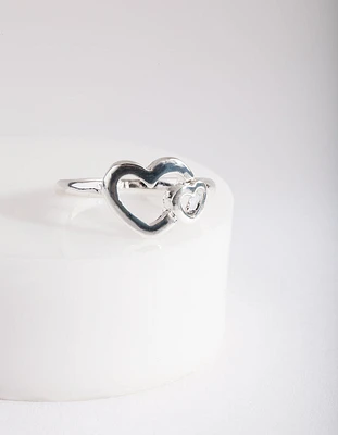 Silver Double Heart Ring