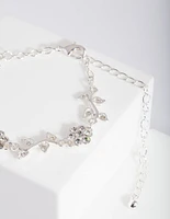 Silver Diamante Flower Bracelet