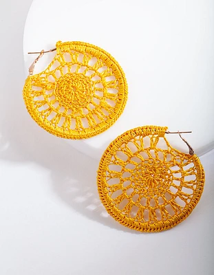 Yellow Crochet Hoop Earrings