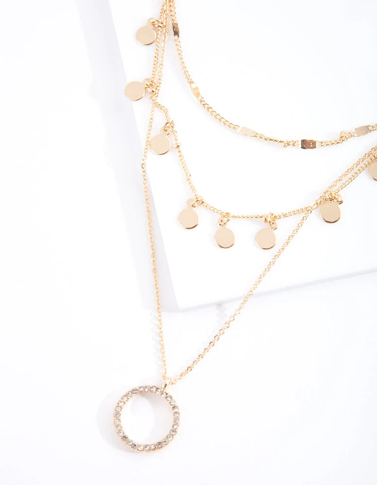 Gold Essential Disk & Circle Charm Choker