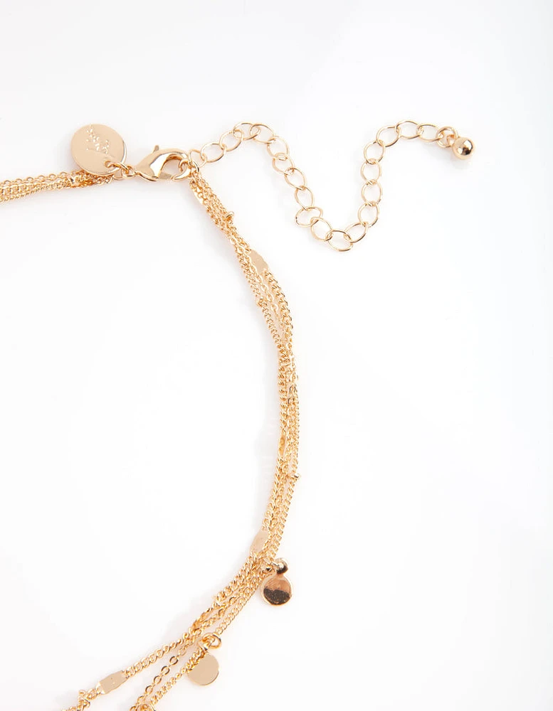 Gold Essential Disk & Circle Charm Choker