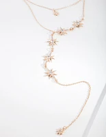 Gold Diamante Star Y Necklace