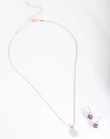 Rose Gold Purple Cubic Zirconia Jewellery Set