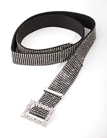 Black Mesh Diamante Belt