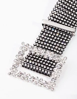 Black Mesh Diamante Belt