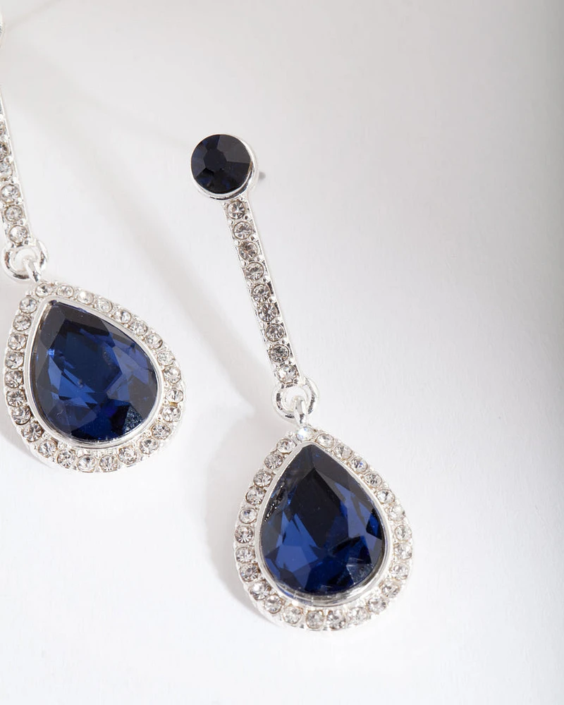 Silver Blue Teardrop Earrings