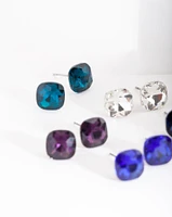 Blue Purple Gem Stud Earring Pack