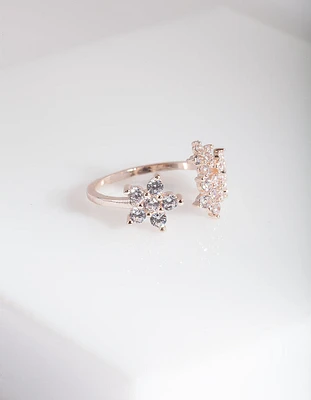 Rose Gold Cubic Zirconia Flower Ring