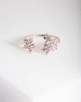 Rose Gold Cubic Zirconia Flower Ring