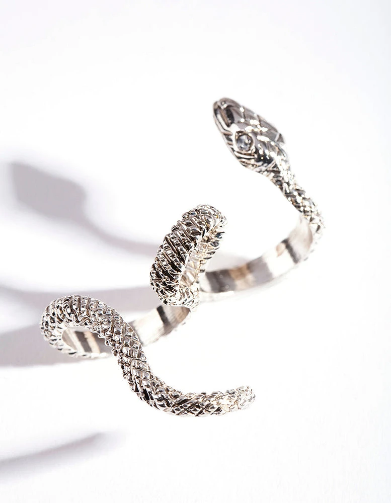 Rhodium Multi Finger Snake Ring