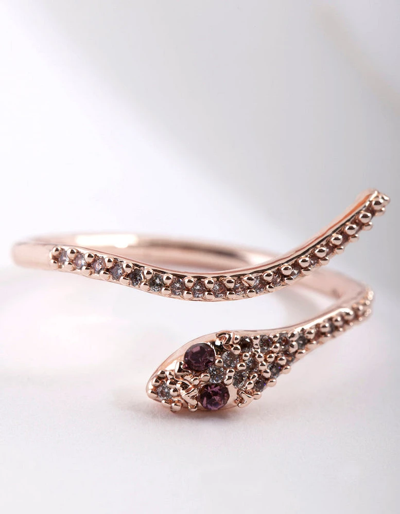 Rose Gold Cubic Zirconia Snake Wrap Ring