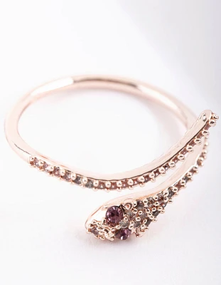 Rose Gold Cubic Zirconia Snake Wrap Ring