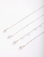 Silver Cubic Zirconia Anklet Bracelet Pack