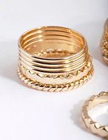 Gold Textured Band Ring 8-Pack