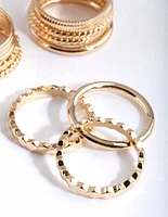 Gold Textured Band Ring 8-Pack