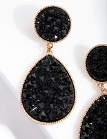 Black Embellished Teardrop Earrings