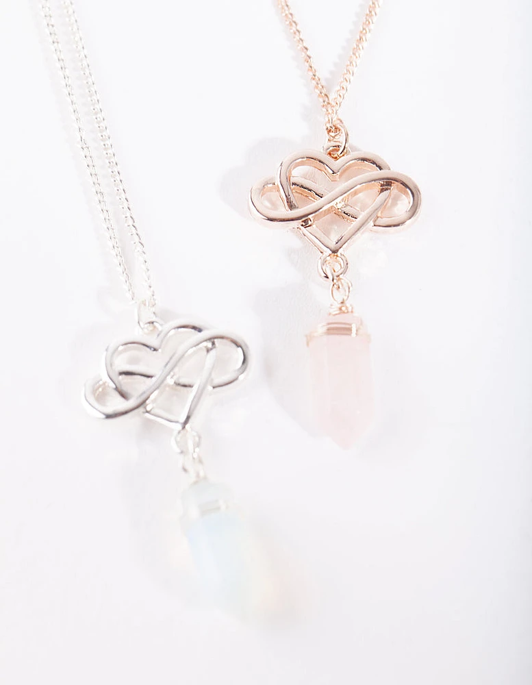 Mixed Metal Infinite Love Semi Precious Necklace Set