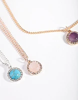 Mixed Metal Diamante Semi Precious Necklace Pack