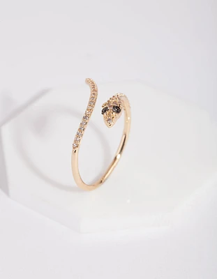 Gold Cubic Zirconia Wrap Snake Ring