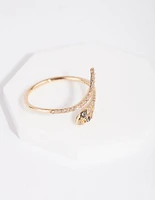 Gold Cubic Zirconia Wrap Snake Ring