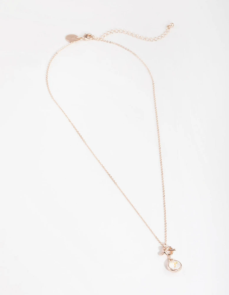 Rose Gold Knotted Circle Drop Necklace