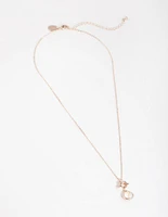 Rose Gold Knotted Circle Drop Necklace