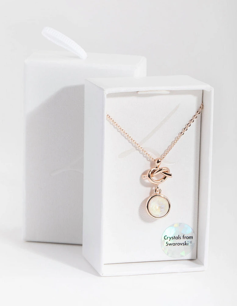 Rose Gold Knotted Circle Drop Necklace