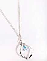 Silver Diamond Simulant Drop Twist Necklace