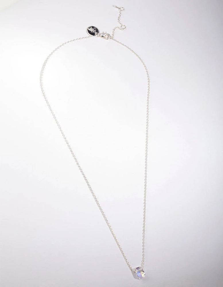 Silver Diamond Simulant Crystal Thread Necklace