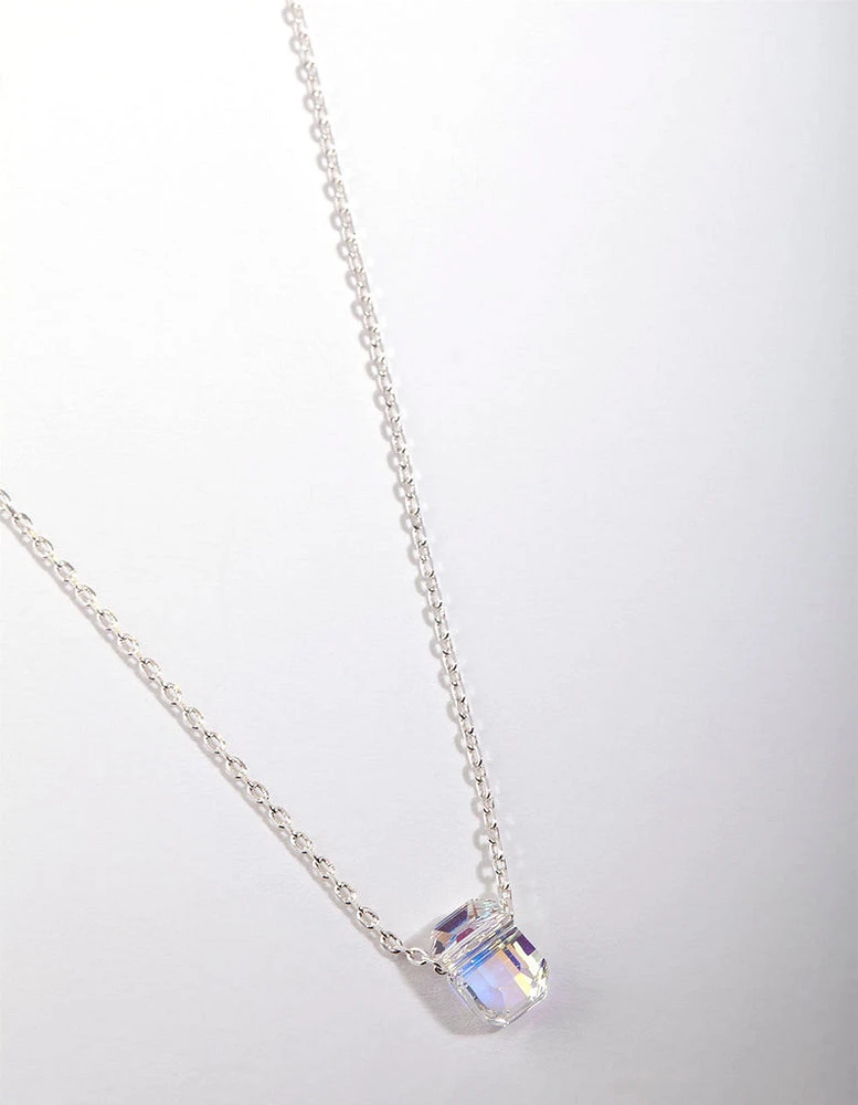 Silver Diamond Simulant Crystal Thread Necklace