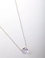 Silver Diamond Simulant Crystal Thread Necklace