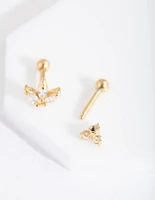 Gold Surgical Steel Diamante Cluster Barbell Pack