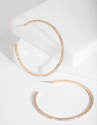 Large Gold Cupchain Hoop Earrings